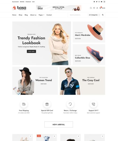 free bosa online shop ecommerce theme