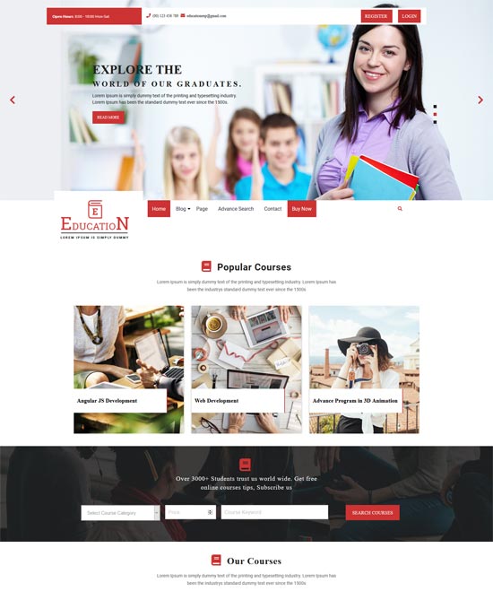 free advance education wordpress theme