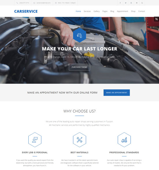 Mekanik Tema Auto Toko WordPress