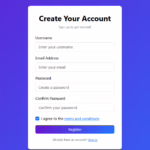 modern stylish user registration form