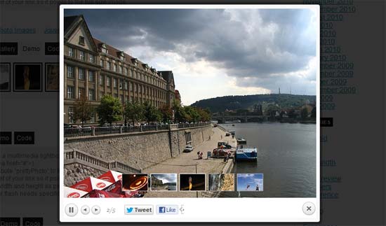 jQuery Prettyphoto Lightbox