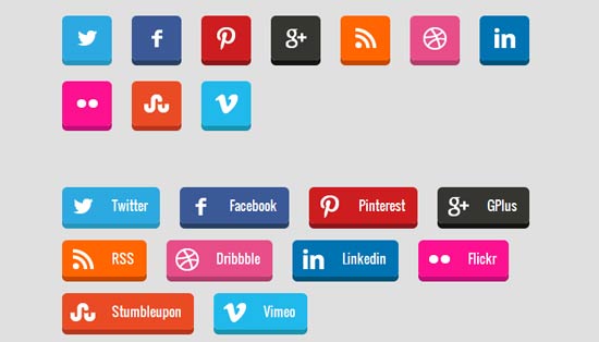 3D Social Media Buttons with CSS3