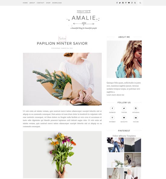 amalie blogger template
