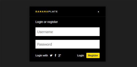 bananaplate login panel 