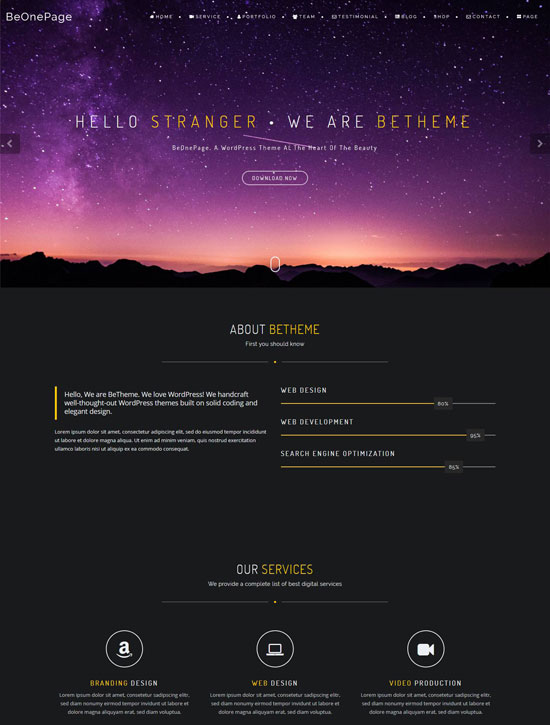 beonepage free one page wordpress theme