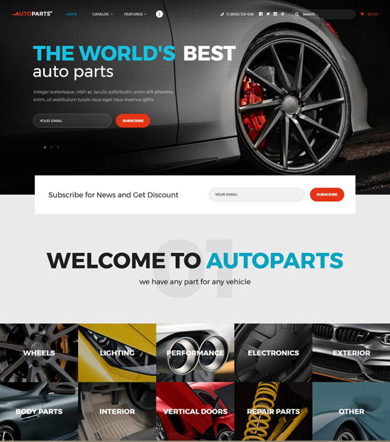 car parts store auto services wordpress