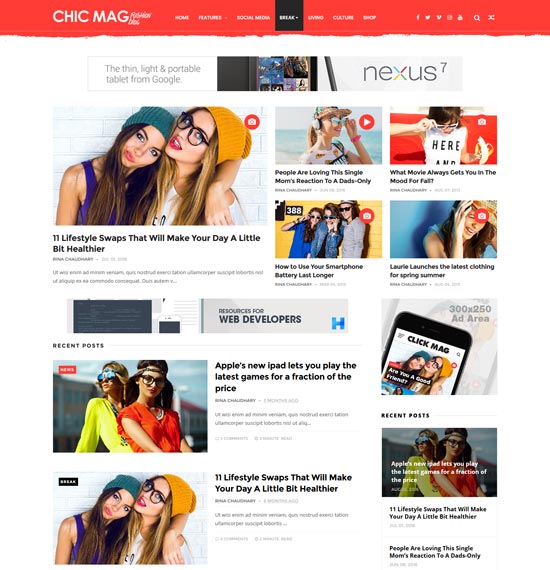 chicmag fashion personal blogger template