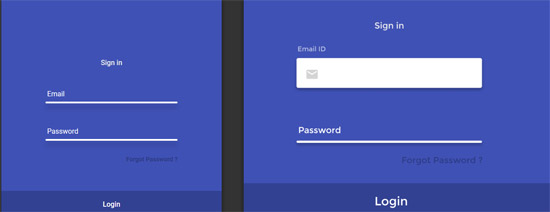 concept material login form