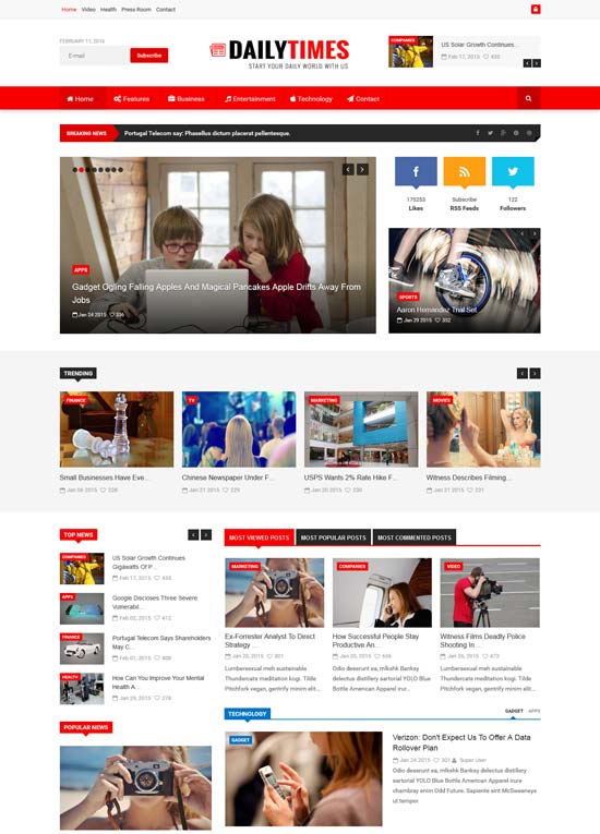 dailytimes news and magazine joomla template 