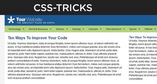Digg Header Menu dropdown
