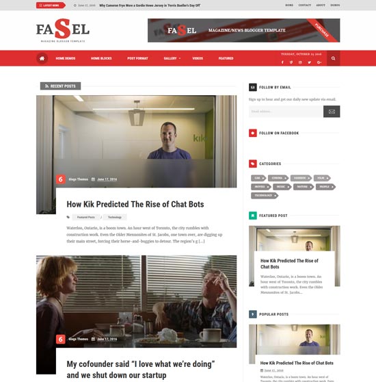 fasel free responsive blogger template 