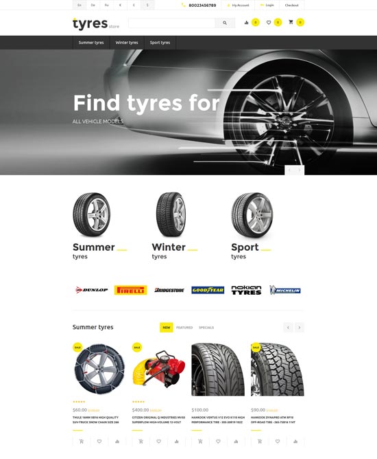 free tires opencart template 