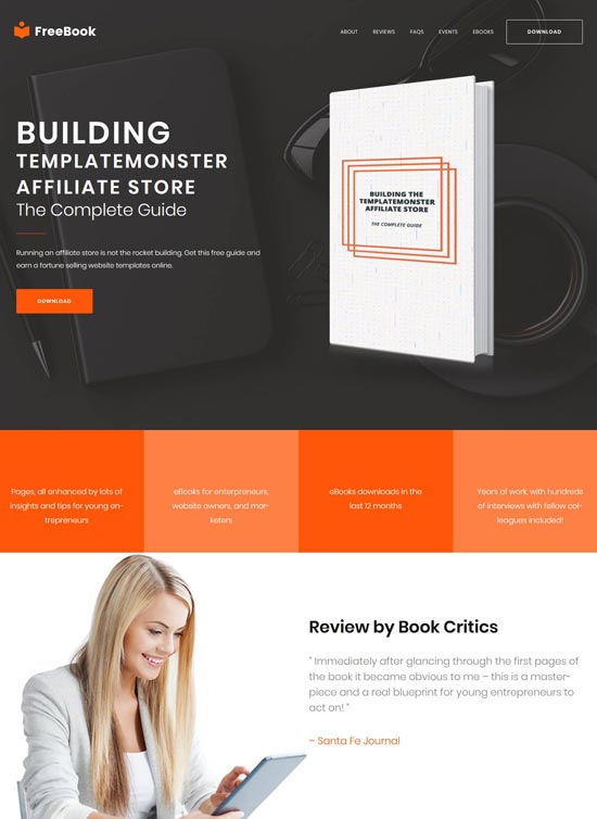 freebook free one page wordpress theme