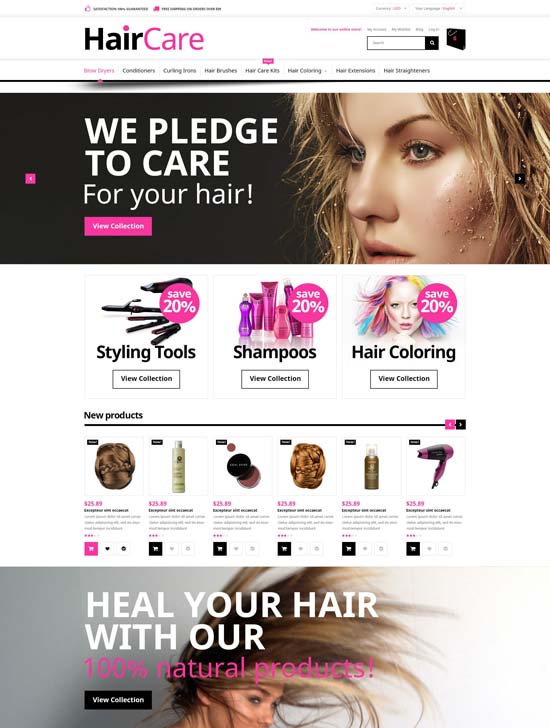 hair care magento theme