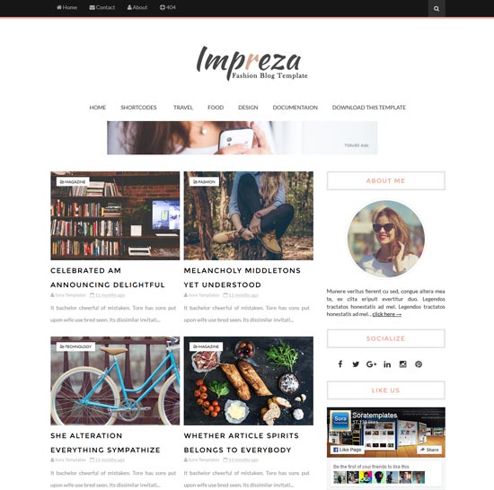 impreza free modern blogger theme