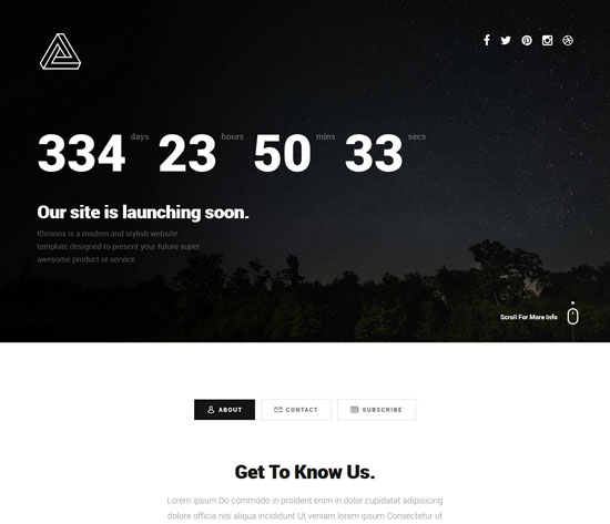 khronos coming soon template pages