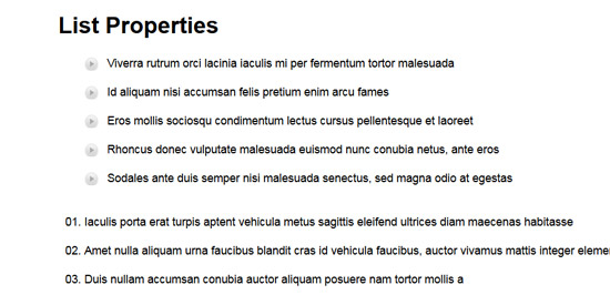 list properties