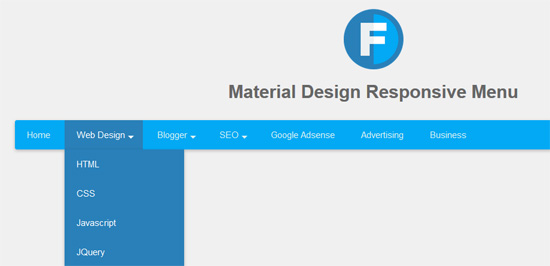 material design responsive menu