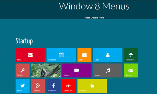 metro style windows 8 css3 menu 