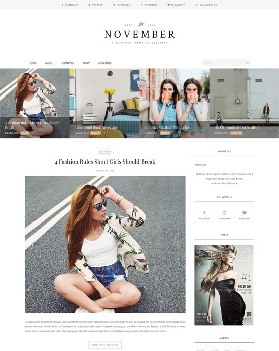 november free minimal blogger template