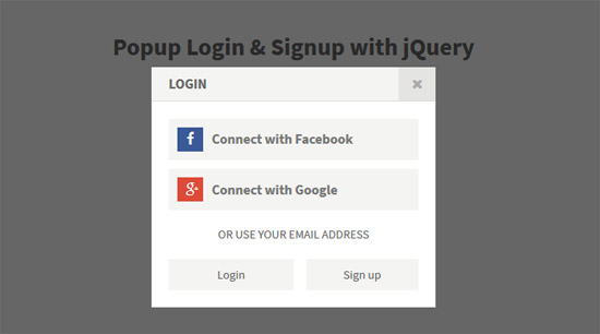 popup login signup jquery 