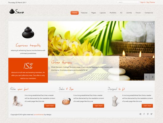 sauna beauty spa responsive joomla template 