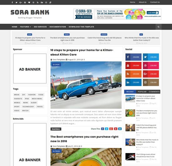 sora bank blogger banking theme
