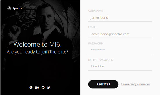 spectre sign up form 