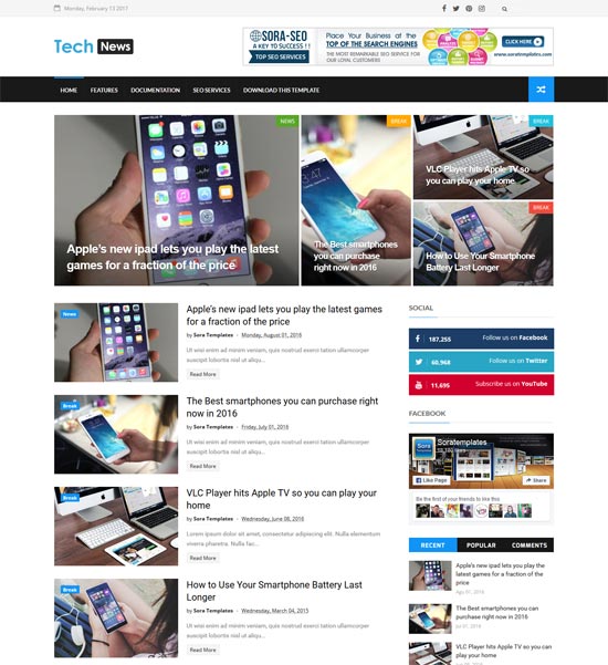 tech news free blogger template