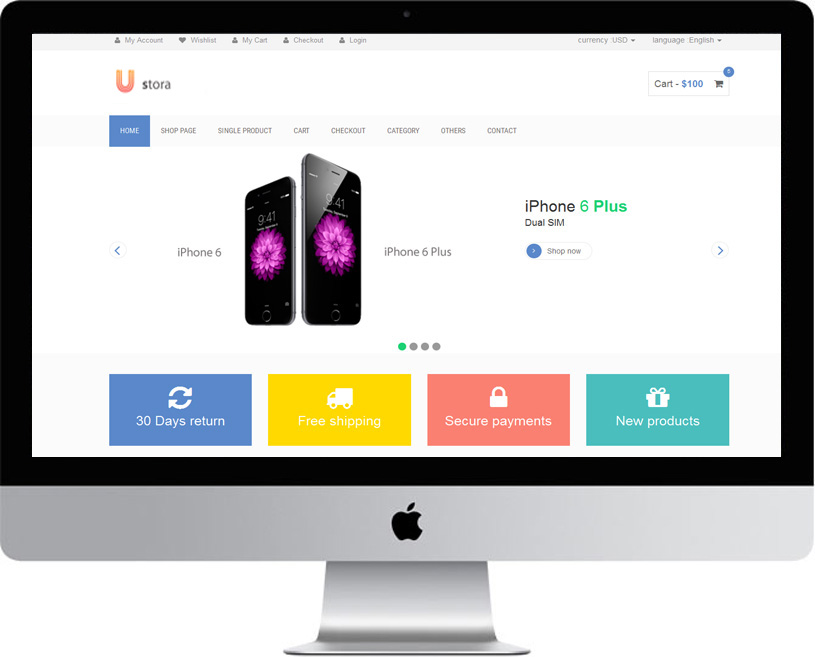 Ustora – Free Flat Design HTML5 eCommerce Template