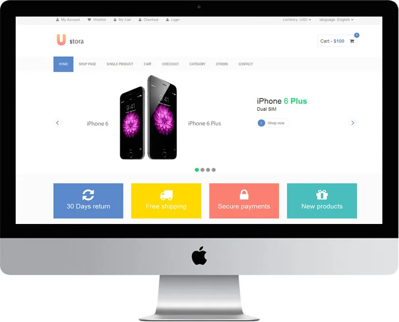 Ustora – Free Flat Design HTML5 eCommerce Template
