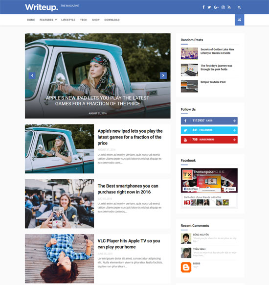 writeup free responsive blogger template 
