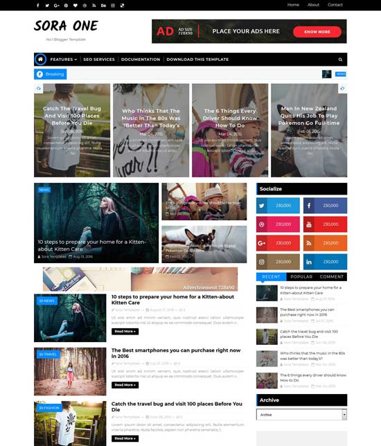sora one blogger template