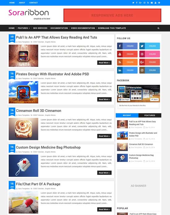 sora ribbon blogger template