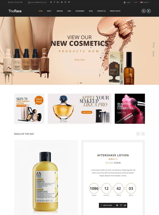 theface beauty cosmetics store magento theme