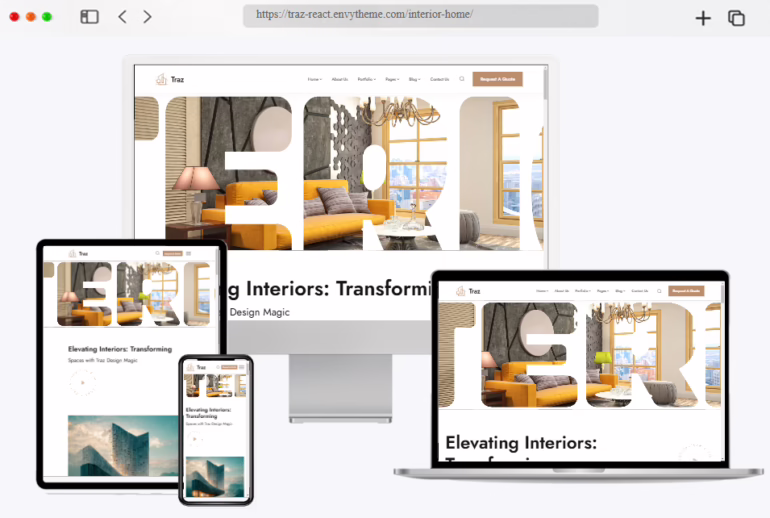 traz react nextjs interior design template