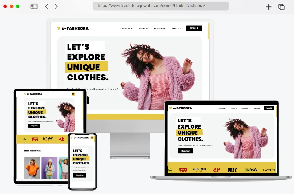 u-FASHSORA: A Stylish Free Fashion Store Landing Page Template